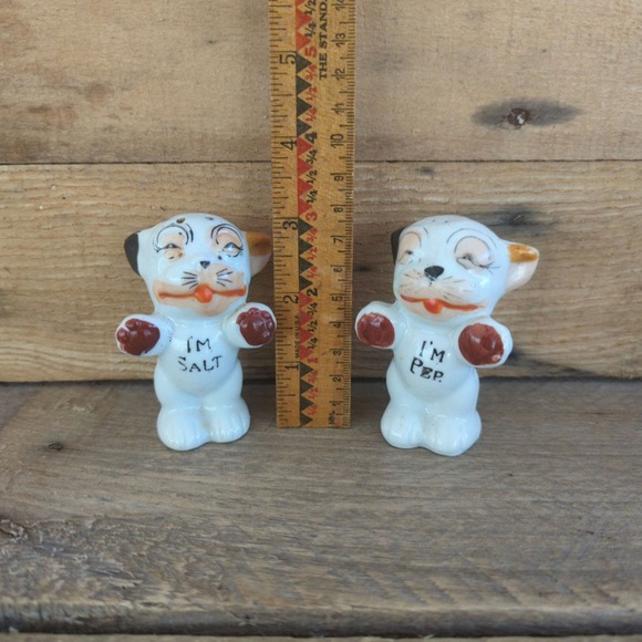 Vintage 1950s Bonzo Dog Salt and Pepper Shakers I'm Pep I'm Salt Made in Japan - Picture 11 of 11
